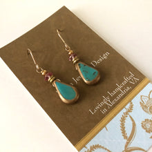 Load image into Gallery viewer, Faux Turquoise and Gold Earrings, Pink Topaz in 14K Gold Fill
