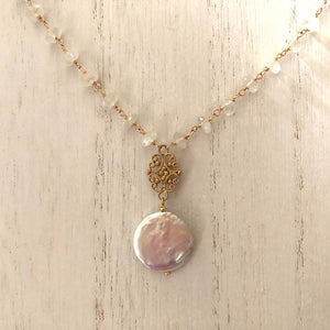 Coin Pearl Sundance-Style Necklace in 14K Gold Fill