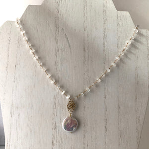 Coin Pearl Sundance-Style Necklace in 14K Gold Fill