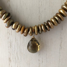 Load image into Gallery viewer, Smoky Quartz Pendant and Bronze &quot;Pearl&quot; Necklace
