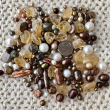 Load image into Gallery viewer, Brown and White Freshwater Pearl, Czech Glass and Citrine Mix
