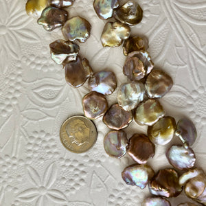 Champagne Top-Drilled Paddle Pearls, Fantasy Pearls, 12MM