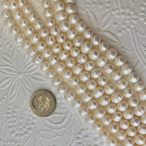 White Potato Freshwater Pearls, 7MM