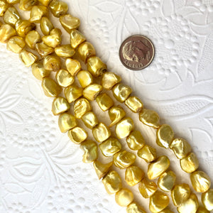 Mustard Yellow Popcorn-Shape Freshwater Pearls, 12MM