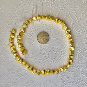 Mustard Yellow Popcorn-Shape Freshwater Pearls, 12MM