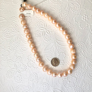 Large Round Peach Freshwater Pearls, Ringed 12MM