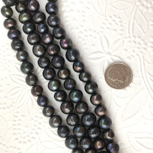 Dark Gray Round Freshwater Pearls, 8 MM