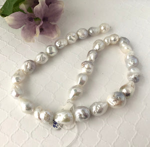 White Baroque Oval Freshwater Pearls, 13MM - 20MM