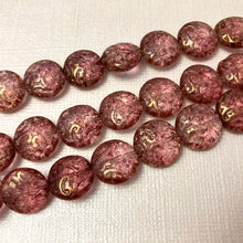 Load image into Gallery viewer, Peach &amp; Gold Coin Czech Glass Beads, 12MM
