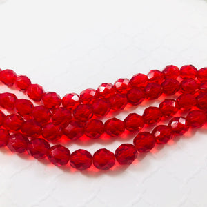 Bright Red, Czech Fire Polished, 8MM