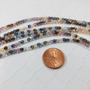 Pastel Luster Mix, Czech Fire Polished, 3MM