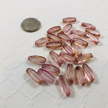 Load image into Gallery viewer, Pink Oblong Stained Glass Bead, Czech 14MM

