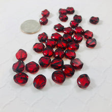 Load image into Gallery viewer, Red, Flat Oval Stained Glass Bead, Czech 10MM
