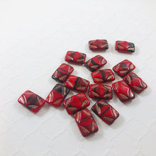 Load image into Gallery viewer, Red and Black Picasso Rectangle Glass Beads, 15MM
