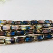 Load image into Gallery viewer, Stained Glass Rectangle Purple Beads, Czech 12MM
