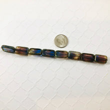 Load image into Gallery viewer, Stained Glass Rectangle Purple Beads, Czech 12MM
