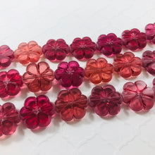 Load image into Gallery viewer, Etched Cranberry Glass Flower Bead, Czech 16MM
