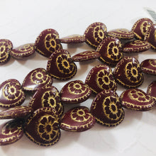 Load image into Gallery viewer, Vintage-Looking Heart Beads, Various Colors, Czech Glass 16MM
