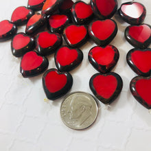 Load image into Gallery viewer, Solid Red Heart Table Cut Window Beads, Czech 14MM
