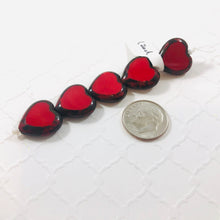 Load image into Gallery viewer, Solid Red Heart Table Cut Window Beads, Czech 14MM
