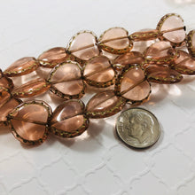 Load image into Gallery viewer, Peach Heart Table Cut Window Beads, Czech 17MM
