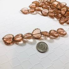 Load image into Gallery viewer, Peach Heart Table Cut Window Beads, Czech 17MM

