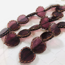 Load image into Gallery viewer, Dark Purple Heart Table Cut Window Beads, Czech 17MM
