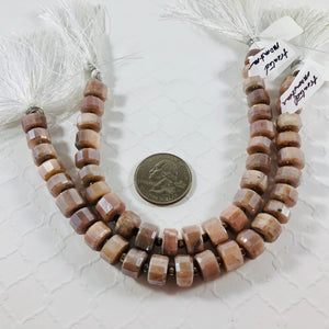 Peach Moonstone Tire-Shape Beads, 10 MM