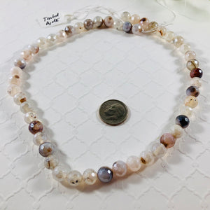 Milky White Agate Round, Faceted Stones, 8 MM