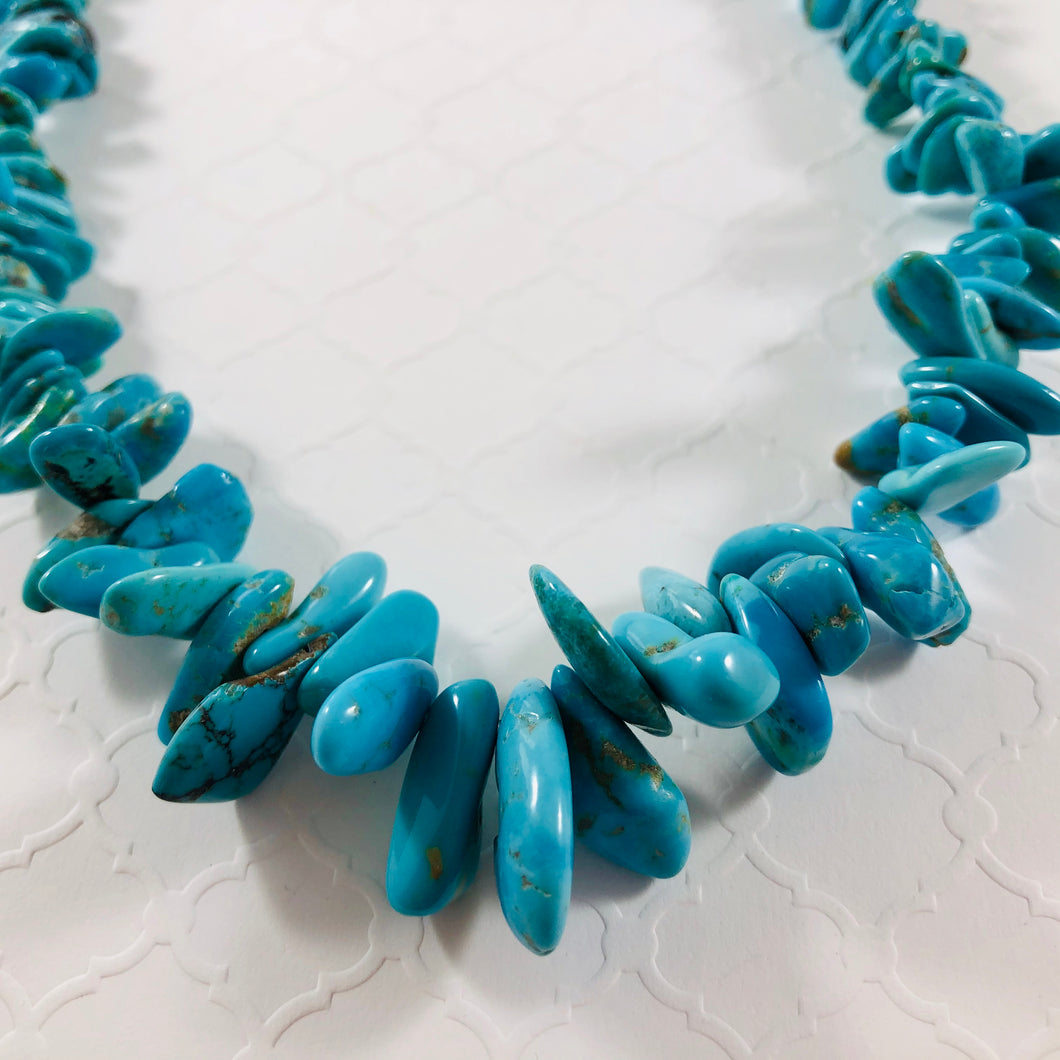 Turquoise Top-Drilled Graduated Slice Strand
