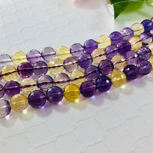 Amethyst and Citrine Faceted Rounds, 10 MM
