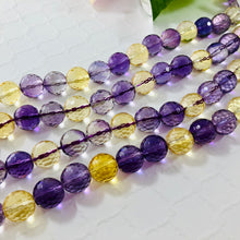 Load image into Gallery viewer, Amethyst and Citrine Faceted Rounds, 10 MM
