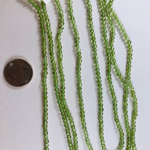 Peridot Micro-faceted Rondells, 2.5 MM