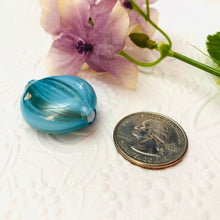 Load image into Gallery viewer, Blown Aqua Murano Glass Flat Round Bead, Double Layer, 25MM
