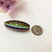 Load image into Gallery viewer, Mouth Blown Murano Sculpted Oval Glass Bead, Rainbow, 30MM
