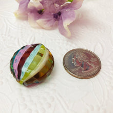 Load image into Gallery viewer, Mouth Blown Murano Sculpted Penny Glass Bead, Rainbow, 20MM
