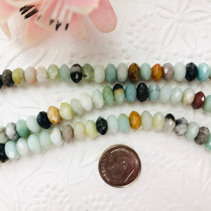 Amazonite, Black-Gold Faceted Rondell, 8 MM