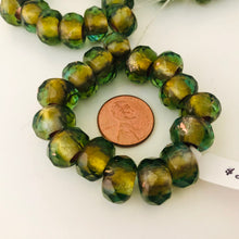 Load image into Gallery viewer, Green and Yellow with Copper Lining Large Hole Bead, 8MM x 12MM
