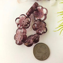 Load image into Gallery viewer, Czech Glass Mulberry and Bronze Finish Hibiscus Flower, 21MM

