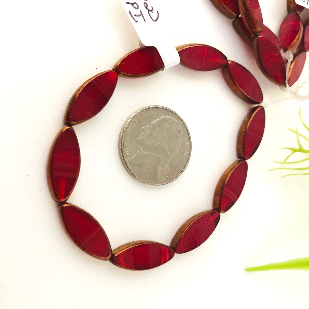Spindle Ruby Red and Ladybug Red with Bronze Finish, 18 MM x 7 MM