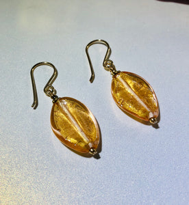 Gold Murano Glass Swirl Earrings in 14K Gold Fill