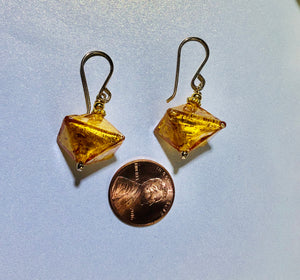 Gold Abstract Murano Glass Earrings in 14K Gold Fill