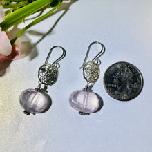 Load image into Gallery viewer, Rose Quartz Nugget Dangle Earrings in Sterling Silver
