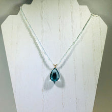 Load image into Gallery viewer, Huge Swiss Blue Topaz Pendant and Amazonite Necklace
