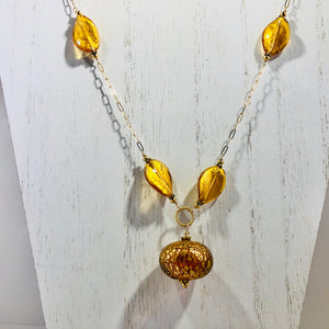Gold Murano Glass Necklace in 14K Gold Fill