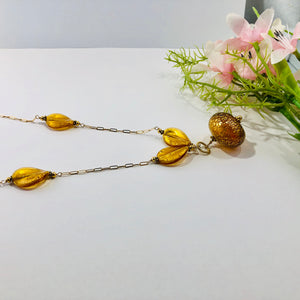 Gold Murano Glass Necklace in 14K Gold Fill
