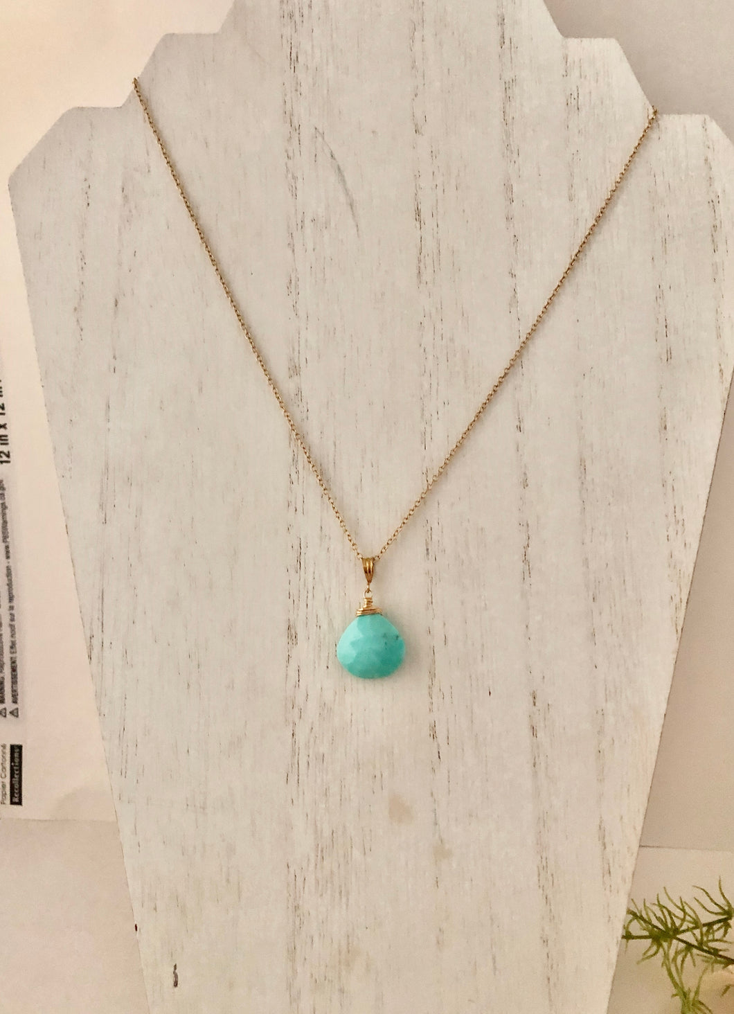Turquoise Pendant Necklace on 14K Gold Fill Chain