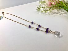 Load image into Gallery viewer, Crystal Quartz and Amethyst Necklace in Gold Fill
