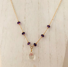 Load image into Gallery viewer, Crystal Quartz and Amethyst Necklace in Gold Fill
