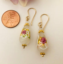 Load image into Gallery viewer, White and Pink Venetian Wedding Cake Earrings in 14K Gold Fill
